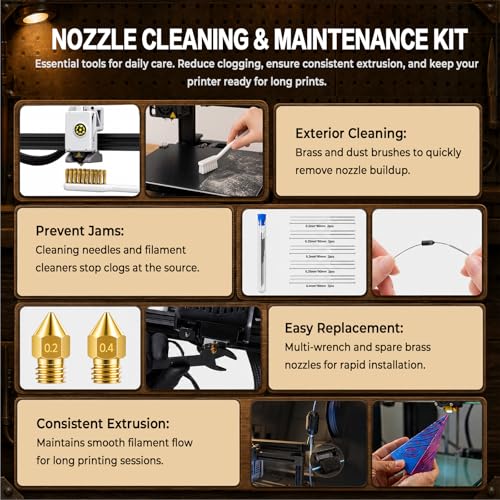 3D Printer Tools, 38-Piece 3D Printer Maintenance Kit, Deep Hotend Unclogging and Print Finishing Accessories Set, Gifts for Bambu Lab, Ender 3, Kobra Enthusiasts
