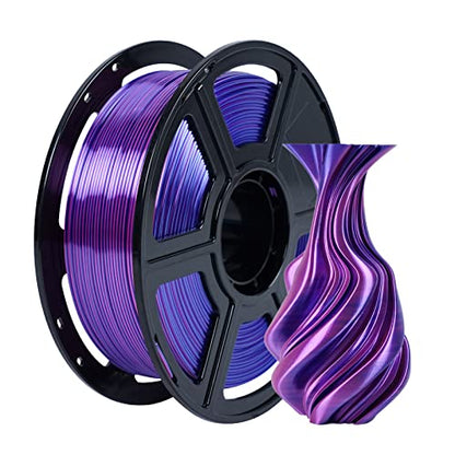 FLASHFORGE Silk Dual Color Filament, Blue and Rose 2 in 1 Coextrusion Silk PLA Filament 1.75mm, 3D Printer Filament Color Change 1kg(2.2lbs) Spool, Dimensional Accuracy +/- 0.02mm - color: Blue and Rose 2 in 1