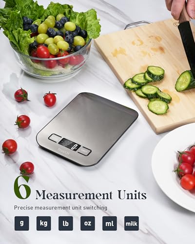 Food Scale, Digital Kitchen Scale with Grams & Ounces Units, 11lb - color: Stainless Steel
