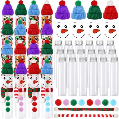 Honeydak 16 Set Christmas Candy Tubes 4 oz Hot Chocolate Clear Tube Bulk - style: Snowman
