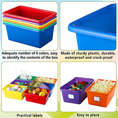 Hoolerry 24 Pack Classroom Storage Bins, 11.5 x 7.5 x 5 Inch, Colorful
