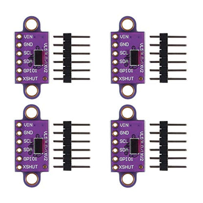 VL53L0X Time-of-Flight (ToF) Laser Ranging Sensor Breakout VL53L0XV2 Laser Flight Distance Measurement Module I2C IIC for Arduino(Pack of 4)