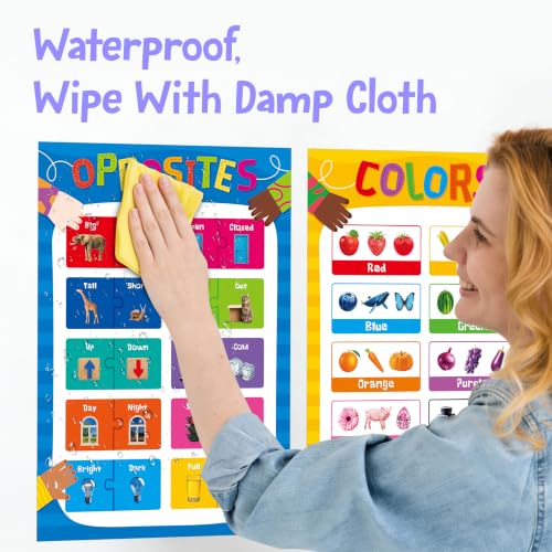 Educational Posters for Kids, 17 PCS All-in-One Set Learning Posters - color: 17 Educational Posters-D