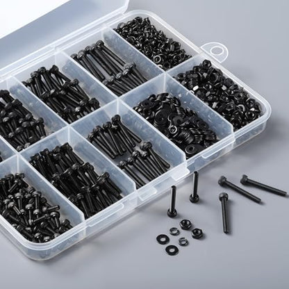 VGBUY 1122Pcs M2 Screws Kit,Black M2 Screws (7 Sizes 4-20mm),Hex Socket Head Cap Small Metric Bolts Nuts Assortment,12.9 Grade Alloy Steel,Black Oxide, 4/6/8/10/12/16/20mm - size: M2x4/6/8/10/12/16/20mm, style: Socket Head