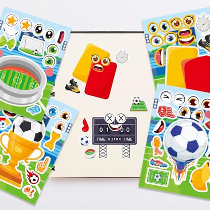 Soccer Make a Face Stickers 24 Sheets, Sports Crafts for Boys - color: Soccer