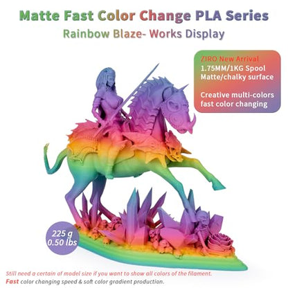 ZIRO 3D Printer Filament PLA, Fast Color Change Matte, 1KG Rainbow Blaze - color: Rainbow Blaze(matte)