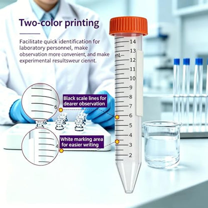 15ml Conical Centrifuge Tubes,25-Pack Sterile Polypropylene Test Tubes with Leak-Proof Screw Caps & Graduated Marks for Lab Use (15mL-25Pcs) - size: 15mL-25Pcs