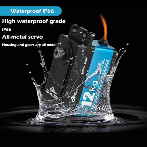 TD-9412 12KG Low Profile Servo Full Metal High Torque RC Digital Servo 180° IP67 Waterproof Servo High Speed for 1/10 RC Car - size: Full-metal 180°