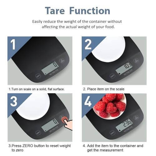 NUTRI FIT Food Scale Kitchen Scales Digital Weight Grams & Ounces Black - color: Carbon Black