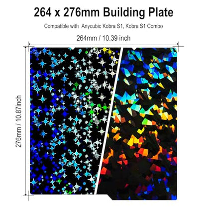 264x276mm PEF + PEY Build Plate for Anycubic Kobra S1/Kobra X/Kobra 4 - size: 264x276mm