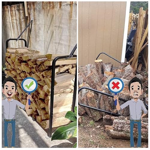 6Ft Firewood Rack Holder for Fireplace, Indoor & Outdoor Thickened Metal Firewood Storage Rack, Rust-Resistant, Sturdy, Space-Saving, Easy Assembly. - size: 6Ft