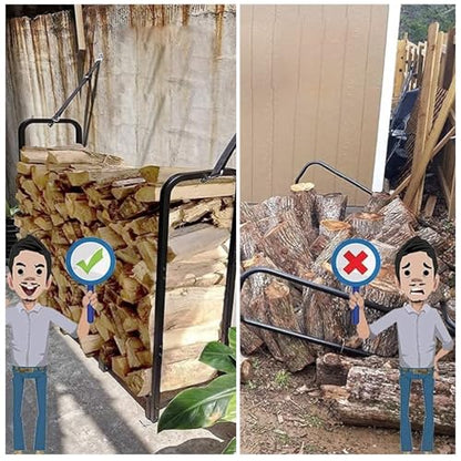 6Ft Firewood Rack Holder for Fireplace, Indoor & Outdoor Thickened Metal Firewood Storage Rack, Rust-Resistant, Sturdy, Space-Saving, Easy Assembly. - size: 6Ft