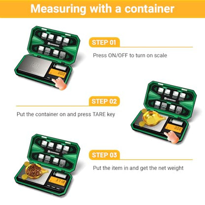 UNIWEIGH Digital Pocket Scale Precision 200g/0.01g Scale Grams Ounces - color: Green