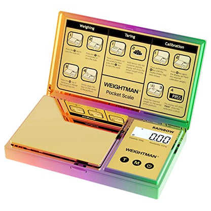 WEIGHTMAN Shiny Digital Gram Scale 200g x 0.01g, Chrome Rainbow Mini Scale
