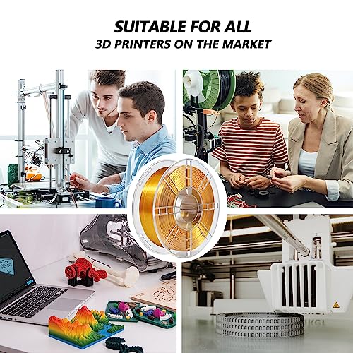 iBOSS PLA Plus (PLA+) 3D Printer Filament 1.75mm+/- 0.02mm,1kg (2.2lbs) Silk Shiny Filament 3D Printing Filament,Smooth Silky Surface,Shiny Gold PLA Pro 3D Filament,Fit Most FDM Printer (Slik Gold) - color: A_ Silk Gold