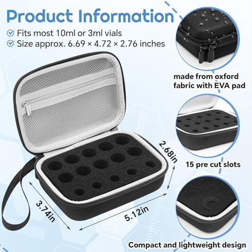 Teenyyou 15 Slots Peptide Case for Fridge Fits Standard 10ml/3ml Vials - color: Black, size: 15 Slots Fit 10ml/3ml, style: Solid
