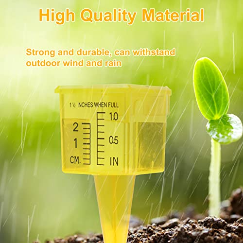 10&15&20P Rain Gauge Outdoor, 1.5" Sprinkler Gauge Lawn Water Gauge for Rain with Wide Mouth Water Measuring Tool for Yard Garden Lawn Decor (20, Yellow)