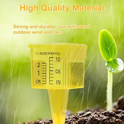 10&15&20P Rain Gauge Outdoor, 1.5" Sprinkler Gauge Lawn Water Gauge for Rain with Wide Mouth Water Measuring Tool for Yard Garden Lawn Deco (10, Yellow)