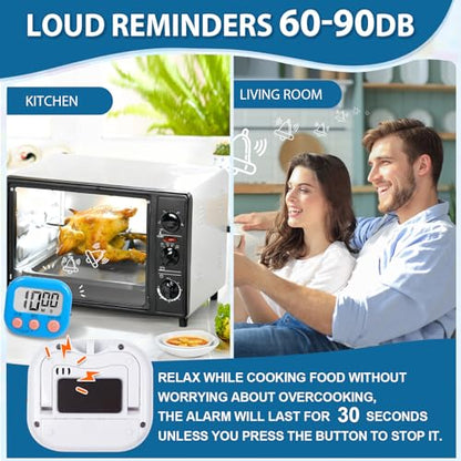12 Pack Multi-Function Digital Timers, Magnetic Large LCD Display Loud Alarm Countdown Timers, Extensively Use in Classroom, Break Time, Gym, Meeting, Cooking