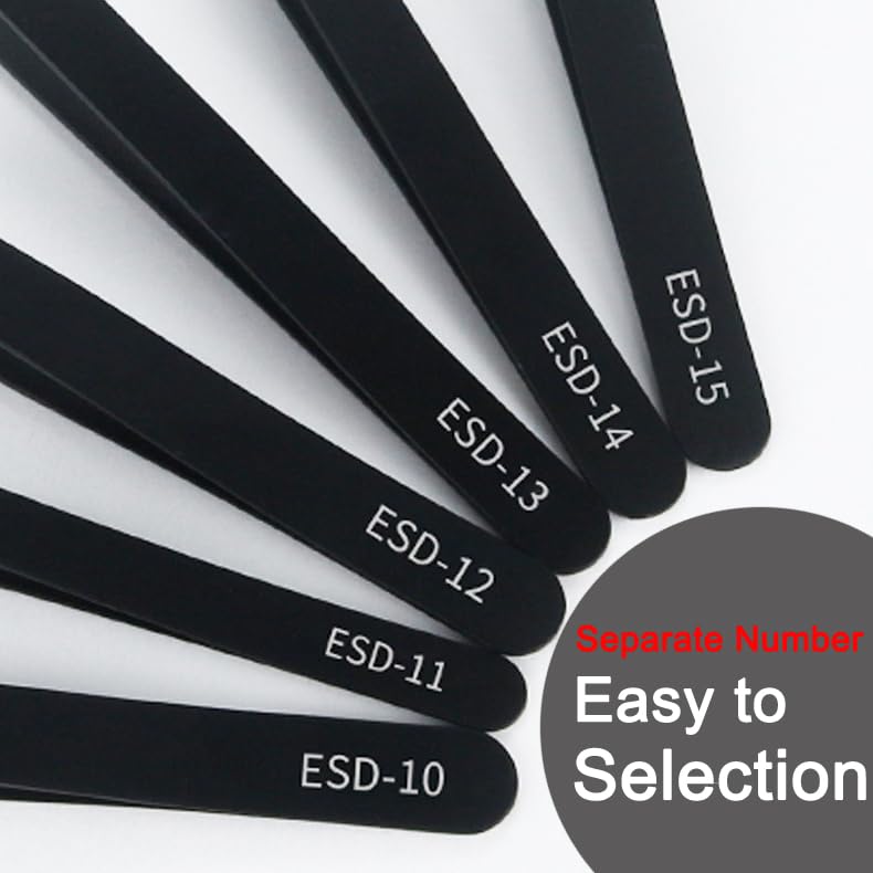 Precision Tweezers Set - 6PCS Anti Static Electronics Tweezers Soldering