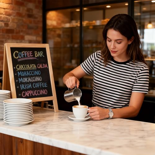 2 Pcs Chalkboard Easel, with 2 Erasers, 15.7x9.8 in Tabletop Stand Chalkboards, Double-Sided (1 Black+1 White) A Frame Chalkboard Sign, Tabletop Menu Wooden Board, for Kitchen, Restaurant, Home Dec - color: Black+white