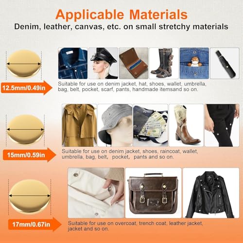 Alritz 120 Set Leather Snap Fasteners Kit 12.5mm Size 6 Colors with Tools - style: 12.5mm