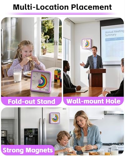 8-Inch Large Visual Timer for Kids 60-Minute Classroom Timer Magnetic - color: Purple-rainbow
