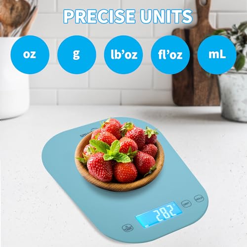 Smart Weigh Blue Kitchen Scale, 11 lb x 1g, Meal Prep & Portion Control - color: Blue