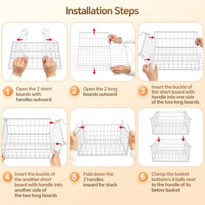 Freezer Organizer Bins, 3 Pack Enlarged Baskets for 5-9 Cu.FT Deep Freezer - color: white 3 pack