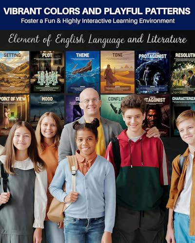 YUSPENYE 12pcs Literary Elements Posters, 11x14in ELA Classroom Decor
