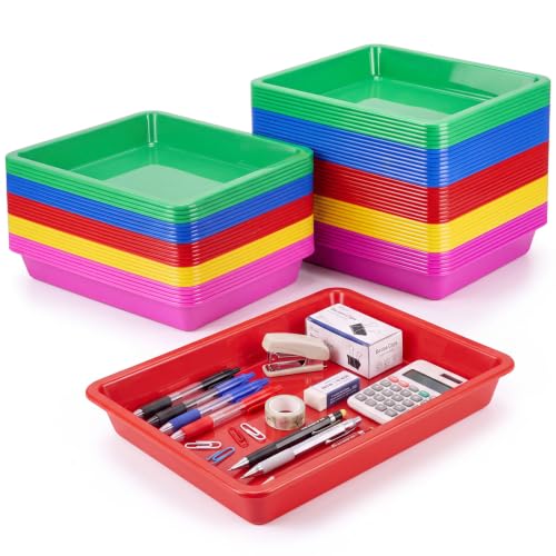 Ziliny 30 Pcs Plastic Art Tray for Classroom, 12.6 x 9.1 x 1 Inch - color: Multicolor