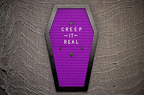 Nomnu Coffin Letter Board, Purple Goth Decor w/Bat Stickers, Spooky Emojis - color: Purple