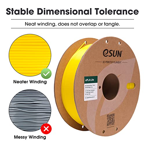 eSUN PLA Filament 1.75mm, High Toughness 3D Printer Filament Upgraded PLA Filament, Dimensional Accuracy +/- 0.03mm, 1KG Cardboard Spool (2.2 LBS) 3D Printing Filament for 3D Printers, Yellow - color: Yellow, size: PLA 1.75MM - 1KG