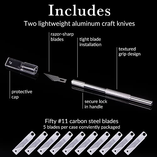 WA Portman Hobby Knife Set, 2pc Precision Craft Knife Set with 50 Blades - size: 2 Knives 50 Blades