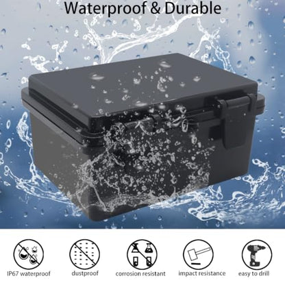 Junction Box, Hinged Black Cover IP67 Waterproof ABS Project Box with Mounting Plate Electrical Box Enclosure with Wall Bracket 7.1 x 5.1 x 3.5inch(180x130x90mm) - color: Black, size: 7.1"x5.1"x3.5"
