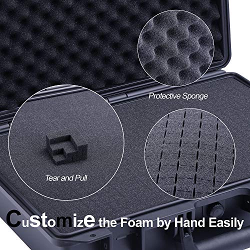 Lykus HC-3810 Waterproof Hard Case with Foam, Inner Size 14.33*10.24*4.53in - color: Black, size: HC-3810