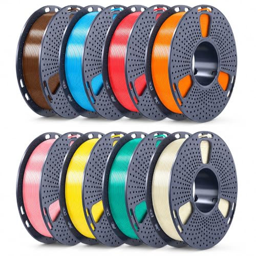 SUNLU 250g PETG Filament 1.75mm, 3D Printer Filament, Ultra Tough, Heat Optimized, Odorless (E-petg-250gx8-BoneWhite+MintGreen+LemonYellow+Sakura Pink+SunnyOrange+CherryRed+SkyBlue+Chocolate) - color: 250gx8 - Bone White+mint Green+lemon Yellow+sakura Pin