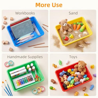 Sibba 6 Pack Multicolor Plastic Art Trays Colorful Activity Crafts Trays
