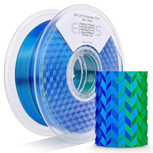 Silk Ribbon PLA 3D Printer Filament, Tri-Color Fast Color Changing PLA 1.75mm, Shiny Multicolor 3D Printing Filament 1kg / 2.2lbs, Blue Green - color: Blue Green