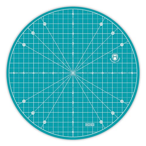Headley Tools 13"x13" Round Rotating Cutting Mat, Self Healing Mat with 360-Degree Rotation & Anti-Slip Base, Sewing Board Cutting Mat Perfect for Fabric Quilting Leather Hobby Project, Turquoise - color: Turquoise, size: 13"L x 13"W