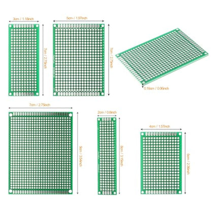 40PCs PCB Board Prototyping PCBs Circuit Boards Kit | 5 Size Universal untraced Perforated Printed Circuits Boards | Solder-able Circuit Protoboards for DIY Soldering Electronic Projects - size: 40PCs