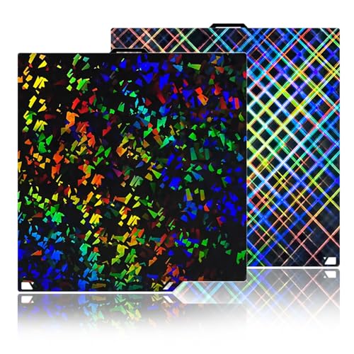 Skynet+Flake Holographic CC Plate for ELEGOO Centauri Carbon Build Plate 260x271mm(Daul-Sided), Heatbed Flexible Spring Steel Sheet, High Temperature Resistance, Strong Adhesion & Easy Model Removal - style: Centauri Carbon Holographic Plate(H11H)