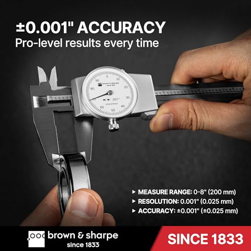 Brown & Sharpe 8-Inch Dial Caliper–Precision Stainless Steel Measuring Tool - size: 8 Inch