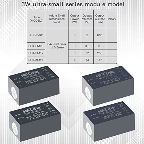 Mini Step-Down Power Supply Module, Intelligent Home Switching Power Module AC-DC Isolated Power Module 220v to 3.3v, HLK-PM03 DC Power Module AC DC Converter 220V to 3.3V（3PCS） - style: HLK-PM03