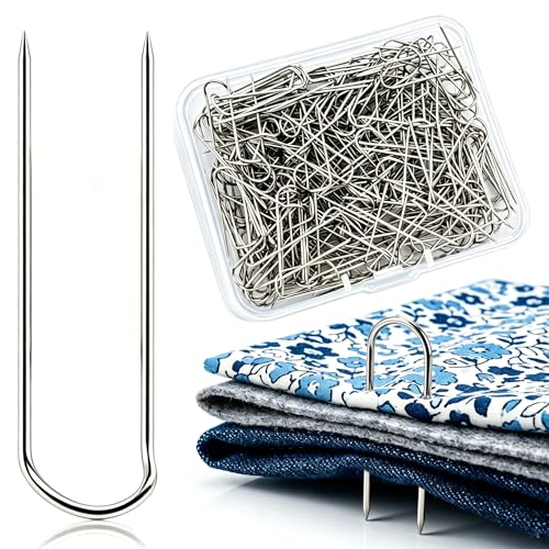 100Pcs U Shaped Fork Pins, Stainless Steel U Clips for Sewing Fabric, Blocking Tools for Quilting, Shadow Box Fasteners for Display, Craft Supplies for DIY Projects