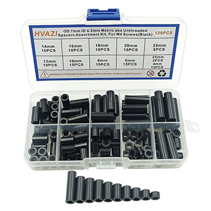 OD 7mm ID 4.2mm Black ABS Unthreaded Round Spacers for M4 Screw Kit - size: OD 7mm ID 4.2mm