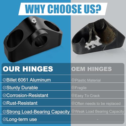 UTV Aluminum Dump Bed Hinge Kit Compatible with 2016-2026 Can-Am Defender Commander Accessories, Heavy Duty Bed Hinges Mount Set, SXS Support Pivot Hinge Replacement, Easy Install (Black) - color: Black