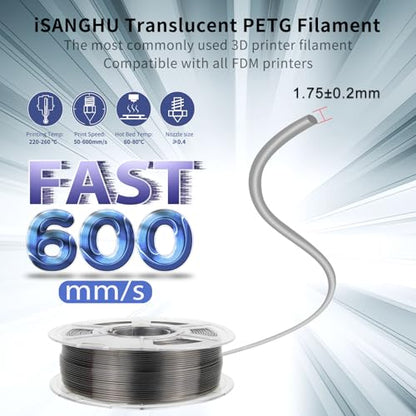 3D Printer Filament PETG HS Transparent Grey for Bambu Lab AMS,AMS Lite - color: Hs Transparent Grey