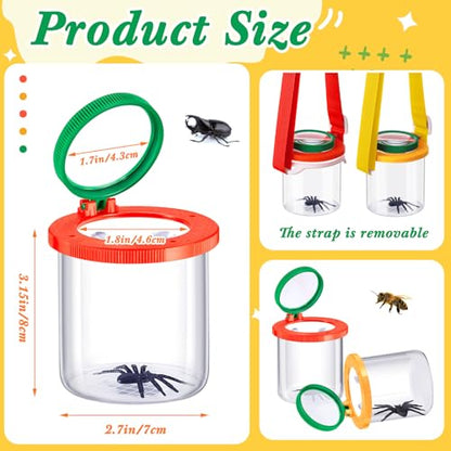 2 Pack Bug Catcher with Magnifying Glass, Insect Viewer Container