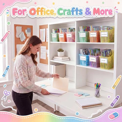 Blosssound Book Bins for Classroom Library, 6 Set, Translucent Pastel - color: Translucent Pastel